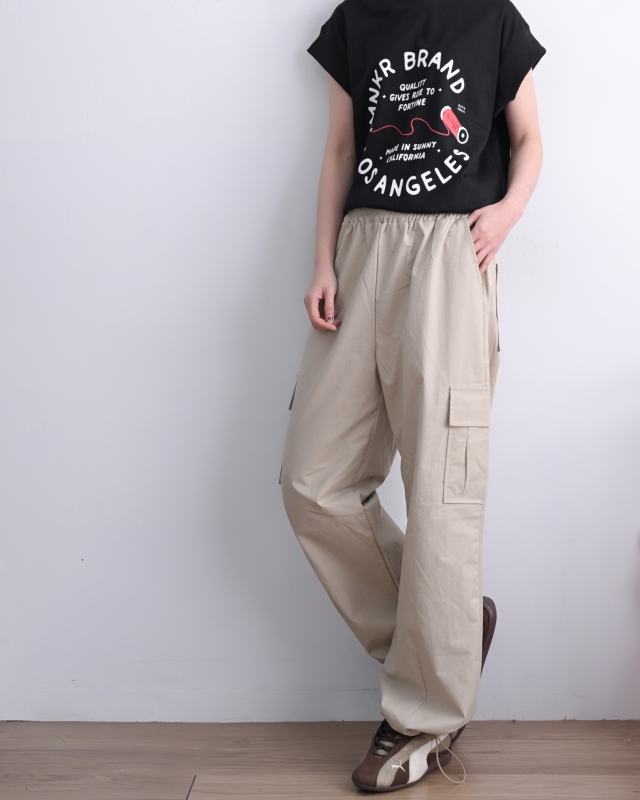 韓 側口袋縮口工裝褲 3色