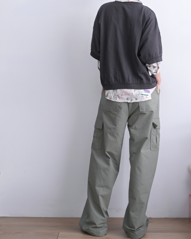 韓 側口袋縮口工裝褲 3色