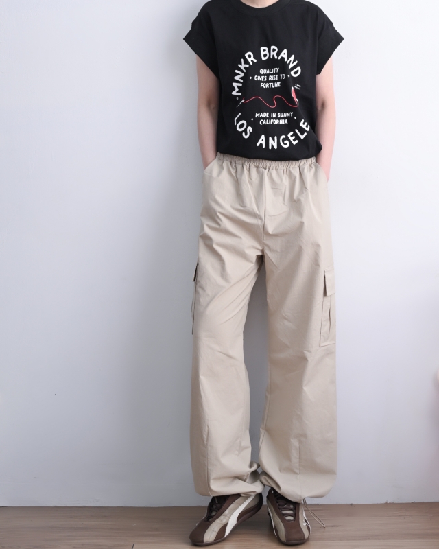 韓 側口袋縮口工裝褲 3色