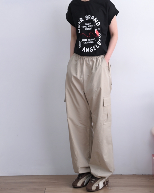 韓 側口袋縮口工裝褲 3色