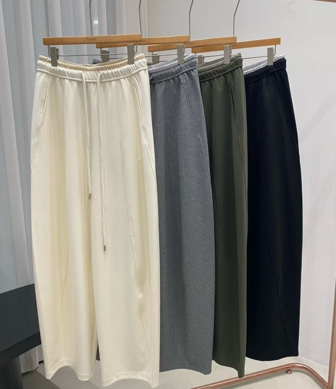 韓 低調雙層腰寬褲 4色