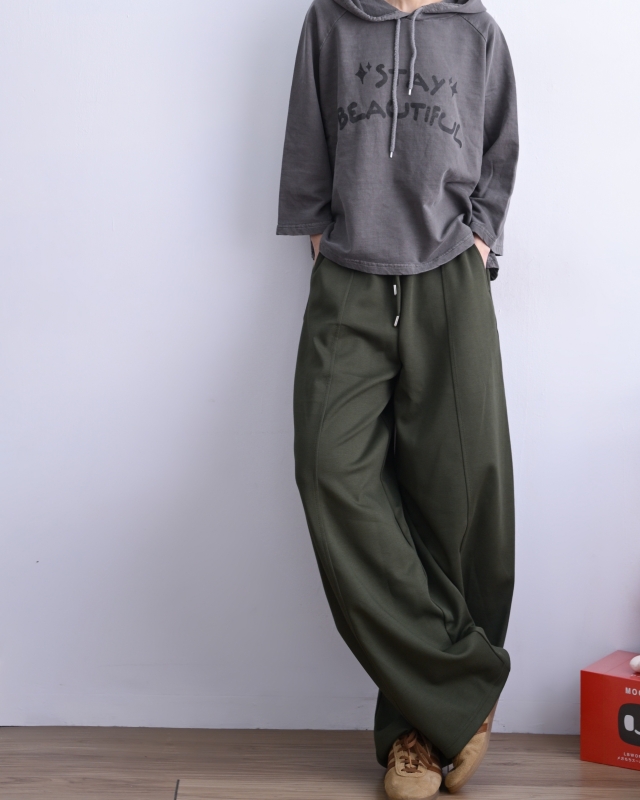 韓 低調雙層腰寬褲 4色