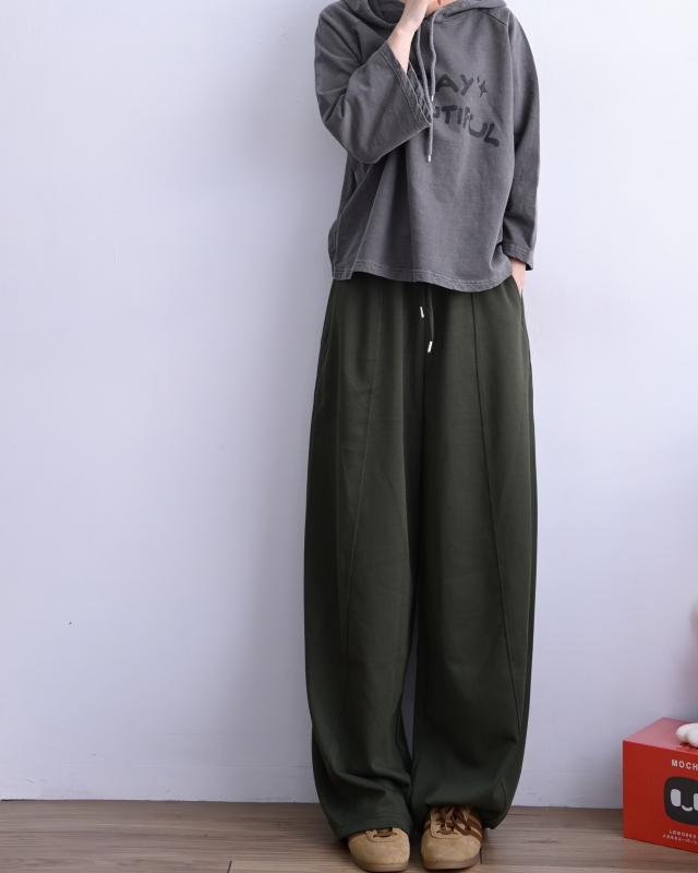 韓 低調雙層腰寬褲 4色