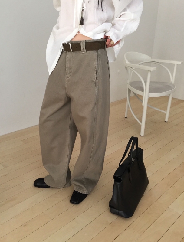 韓 附腰帶車線長褲 3色