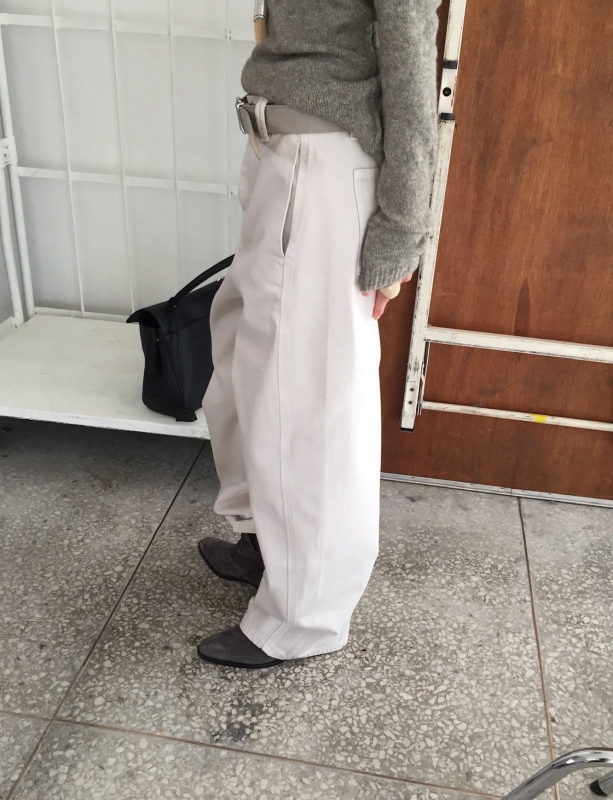 韓 附腰帶車線長褲 3色