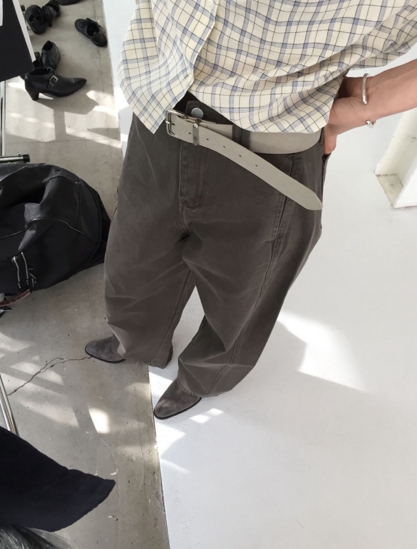 韓 附腰帶車線長褲 3色