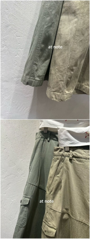 韓 彎線側口袋寬褲 2色