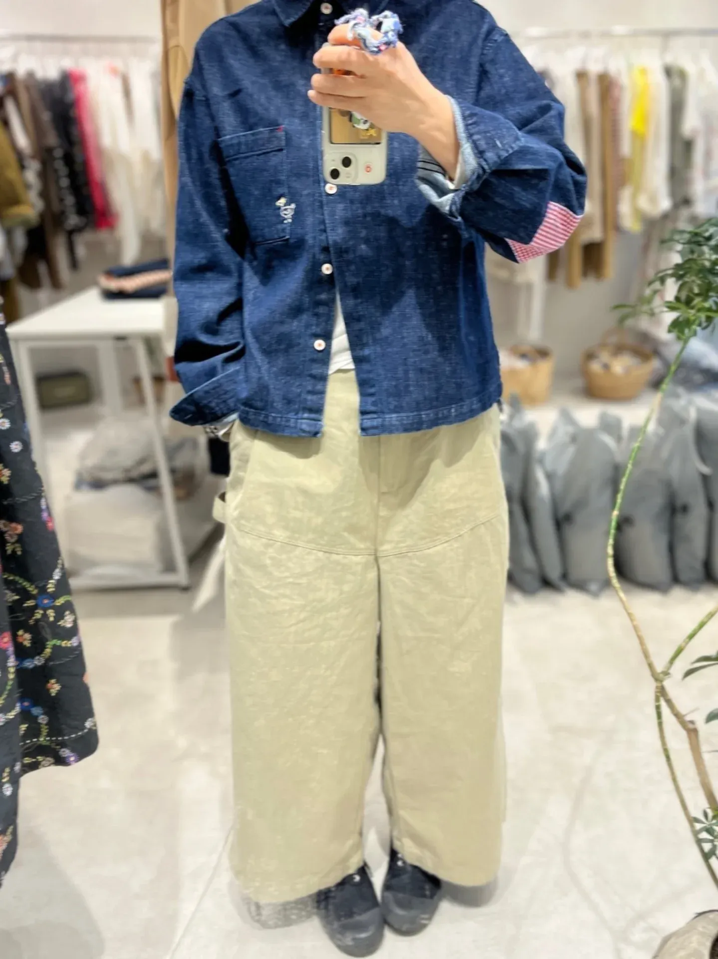 韓 彎線側口袋寬褲 2色