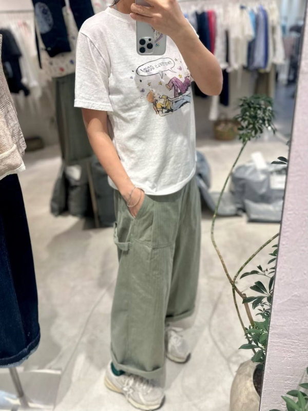 韓 彎線側口袋寬褲 2色