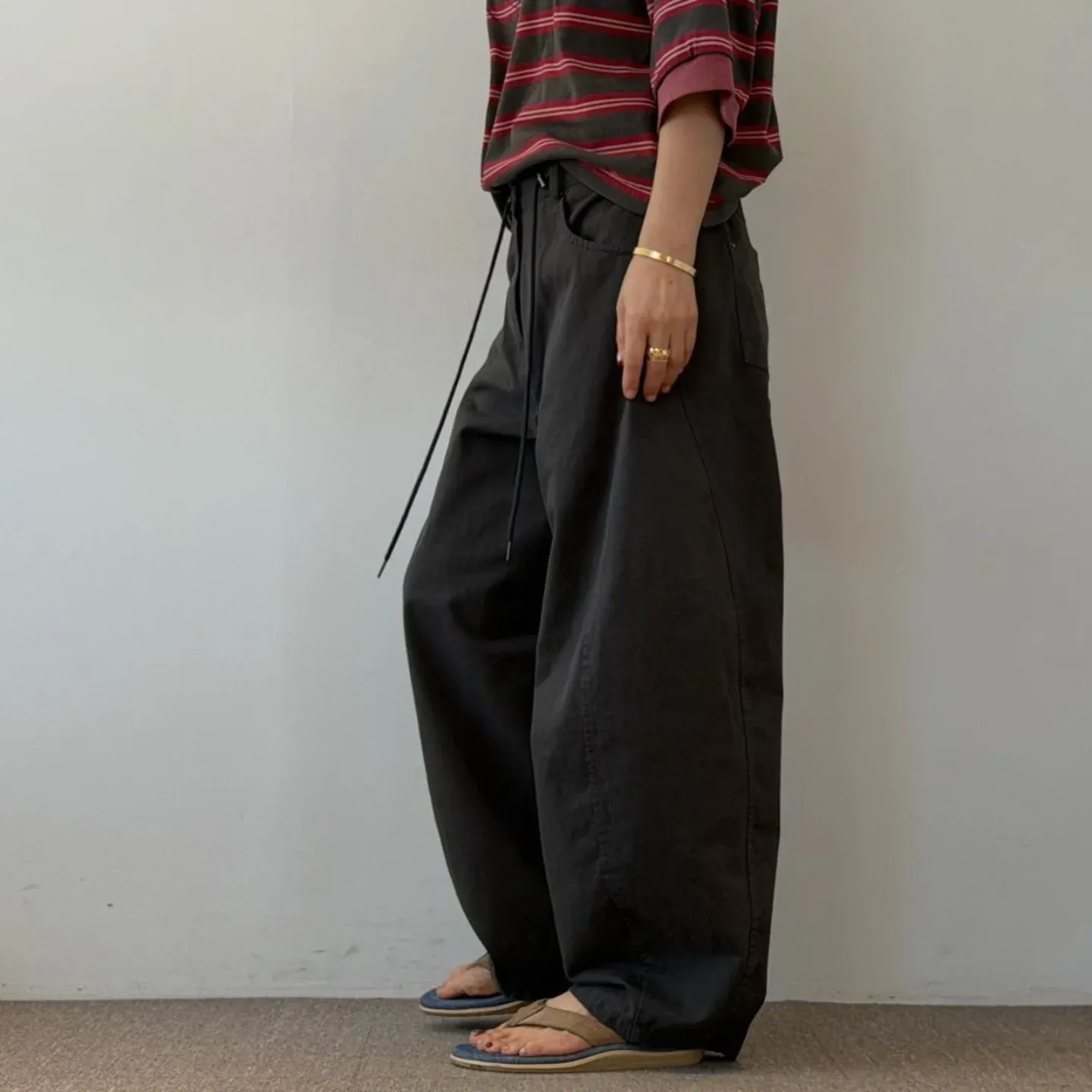 韓 抽繩綁帶休閒褲 4色