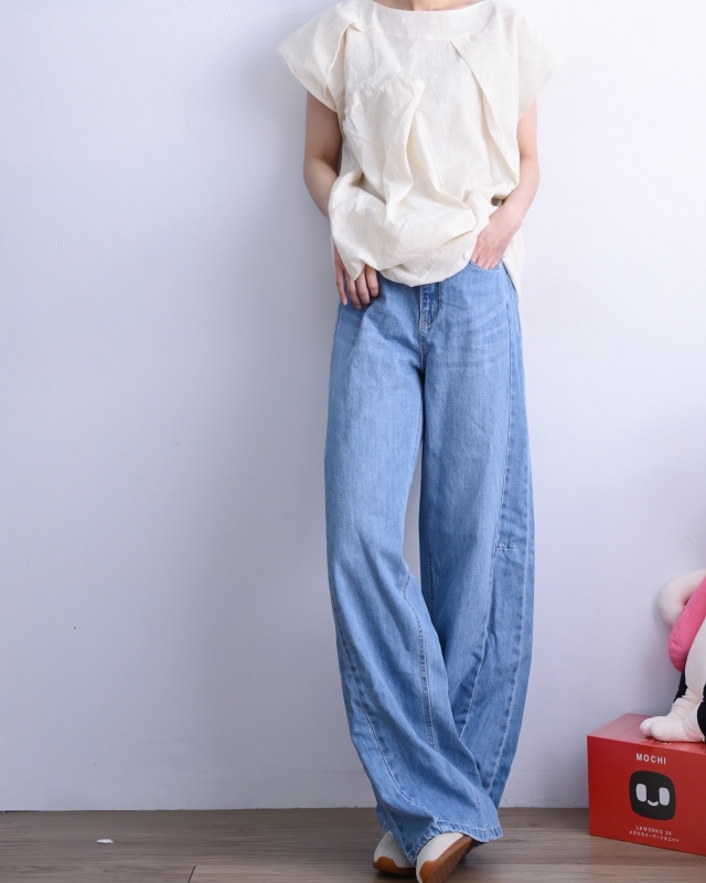 韓 淺刷色車線牛仔褲 size