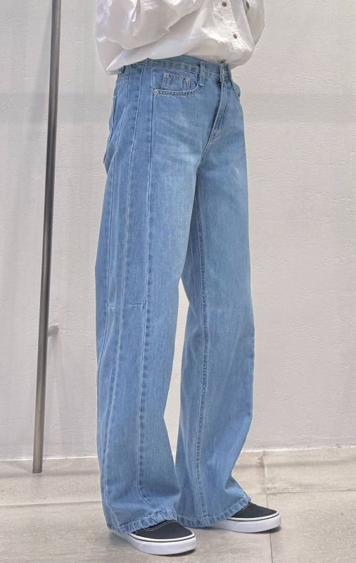 韓 淺刷色車線牛仔褲 size