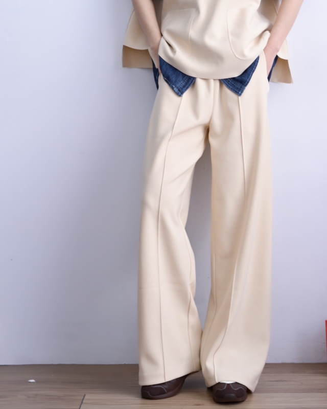 韓 平織帶車線寬褲 2色 size