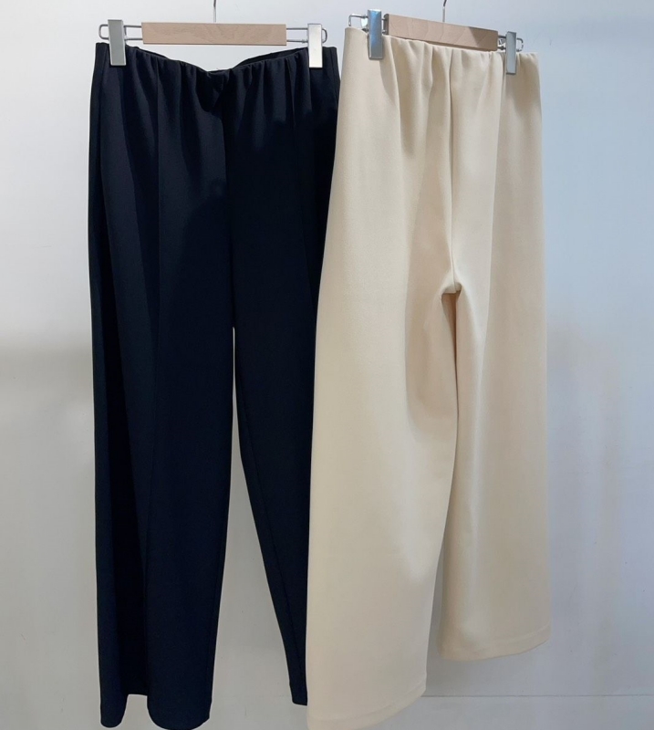 韓 平織帶車線寬褲 2色 size