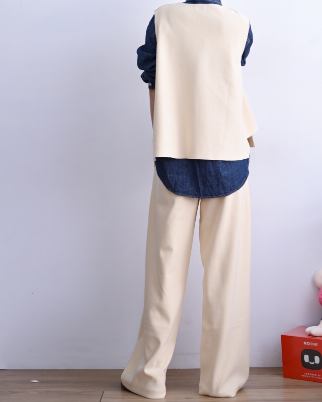 韓 平織帶車線寬褲 2色 size