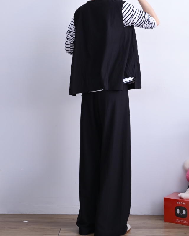 韓 平織帶車線寬褲 2色 size