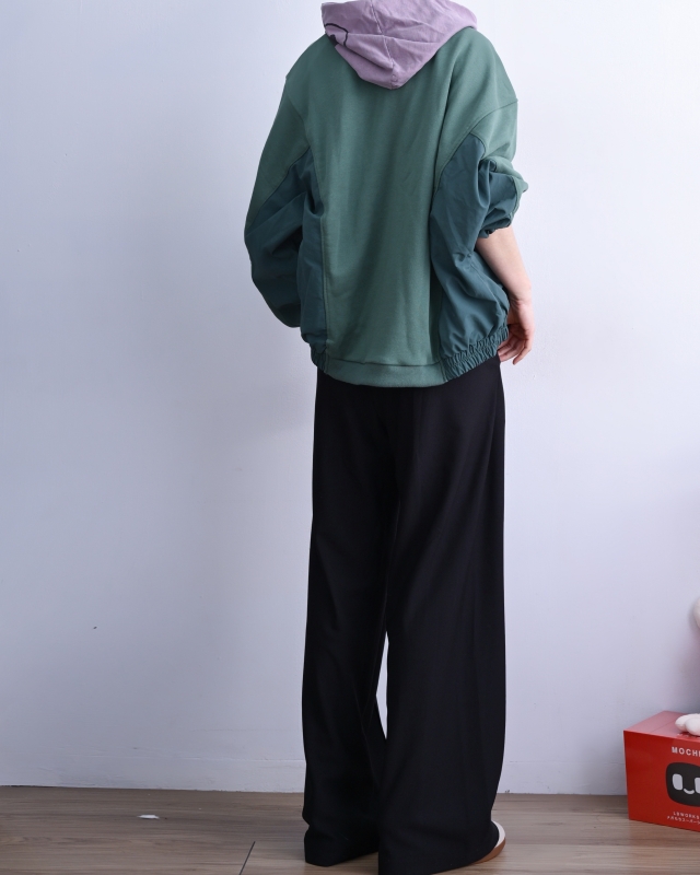 韓 平織帶車線寬褲 2色 size