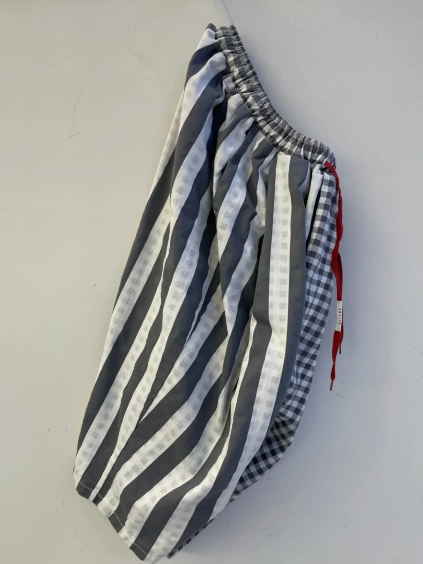 韓 直條格文小寬褲 3色