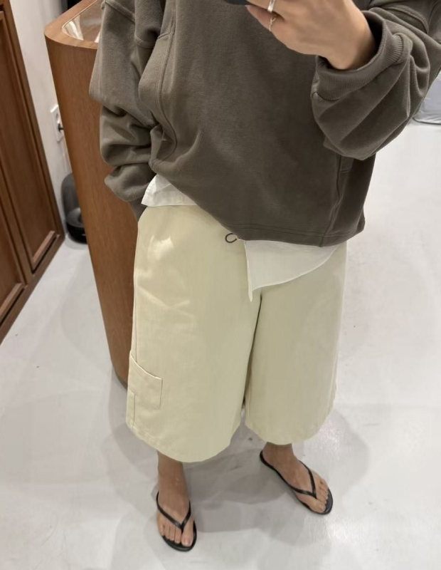 韓 低口袋七分寬褲 2色