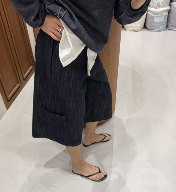 韓 低口袋七分寬褲 2色