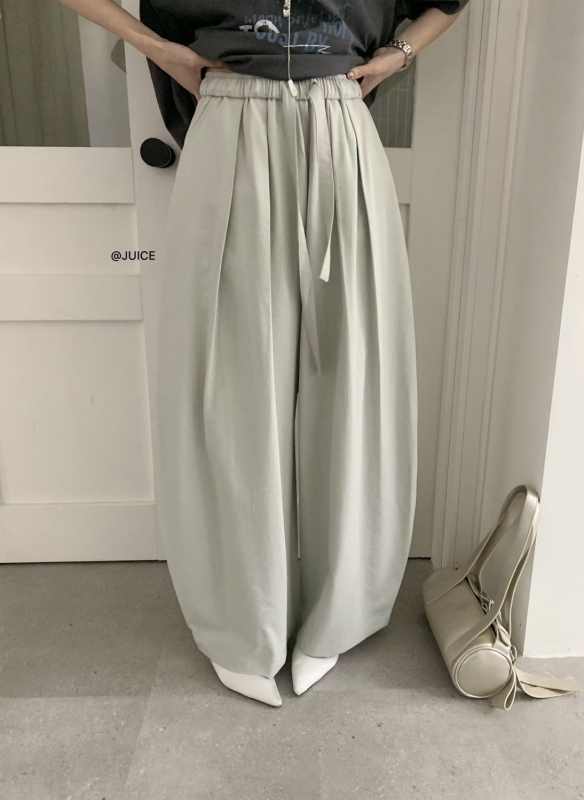 韓 綁帶小弧度寬褲 4色 size