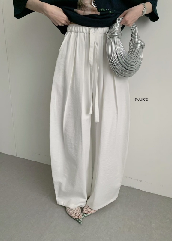 韓 綁帶小弧度寬褲 4色 size