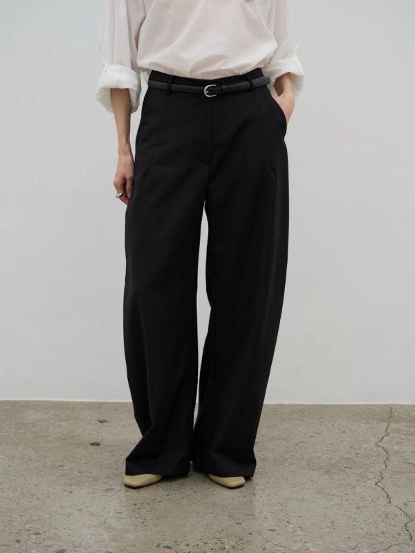 韓 短車線寬褲 2色