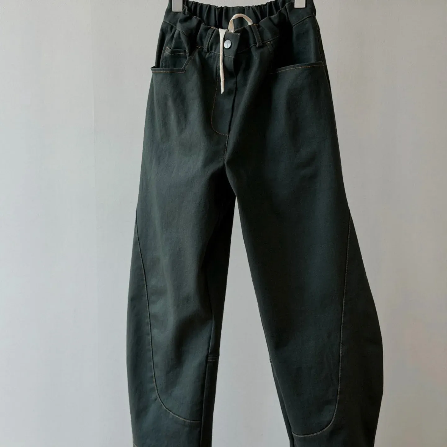 韓 前彎車線素色寬褲 3色