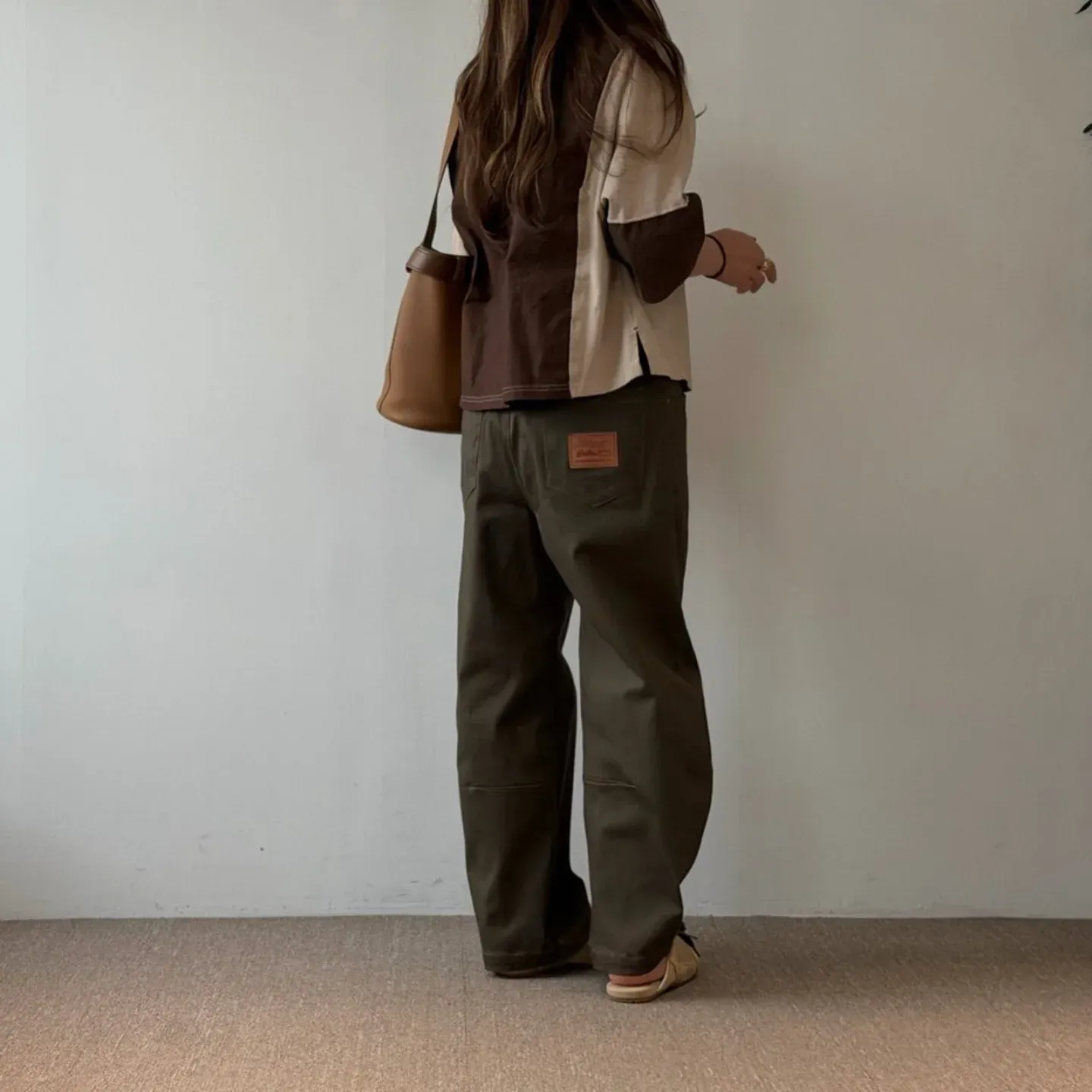 韓 前彎車線素色寬褲 3色