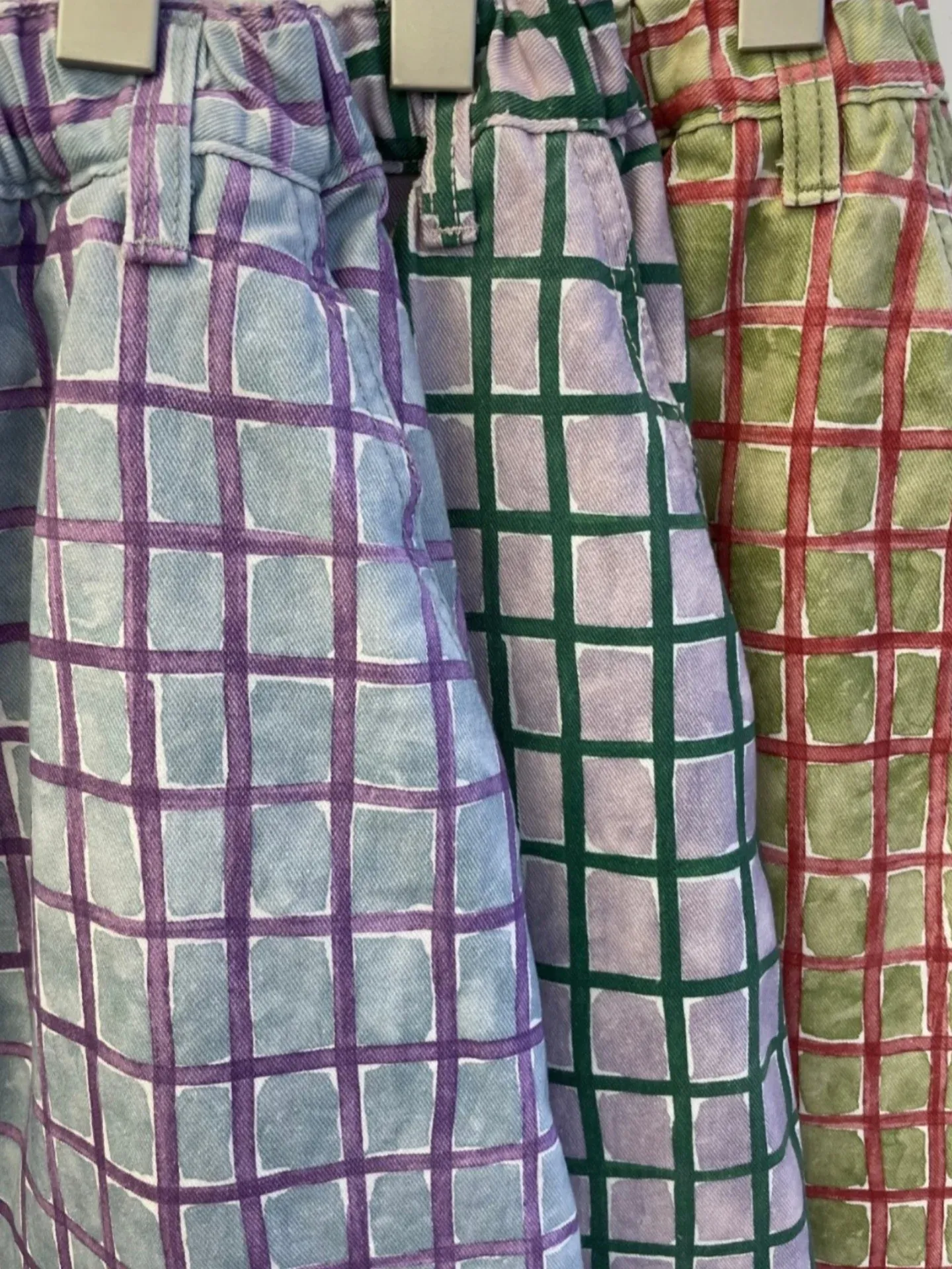 韓 小格文寬褲 3色