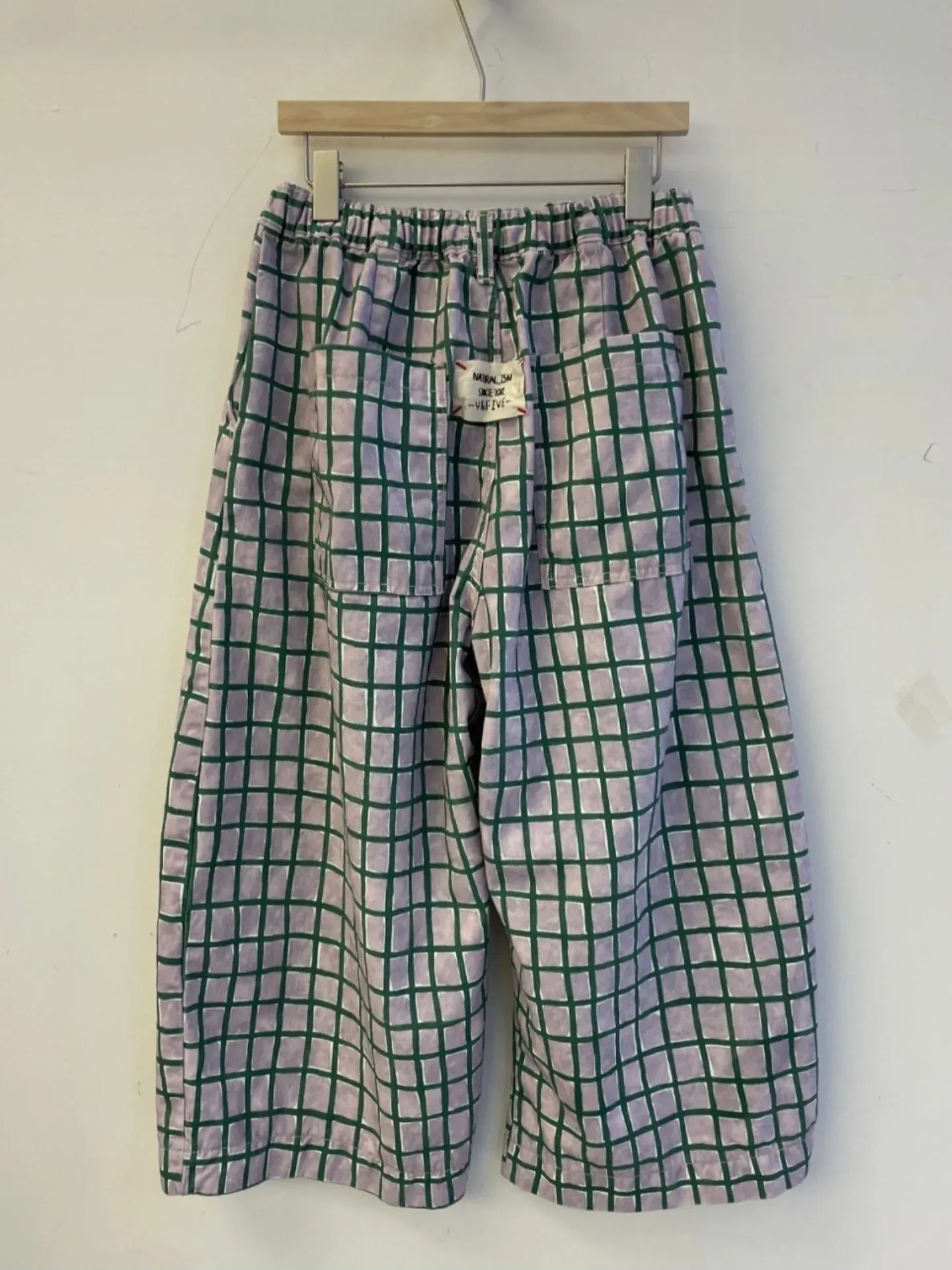 韓 小格文寬褲 3色