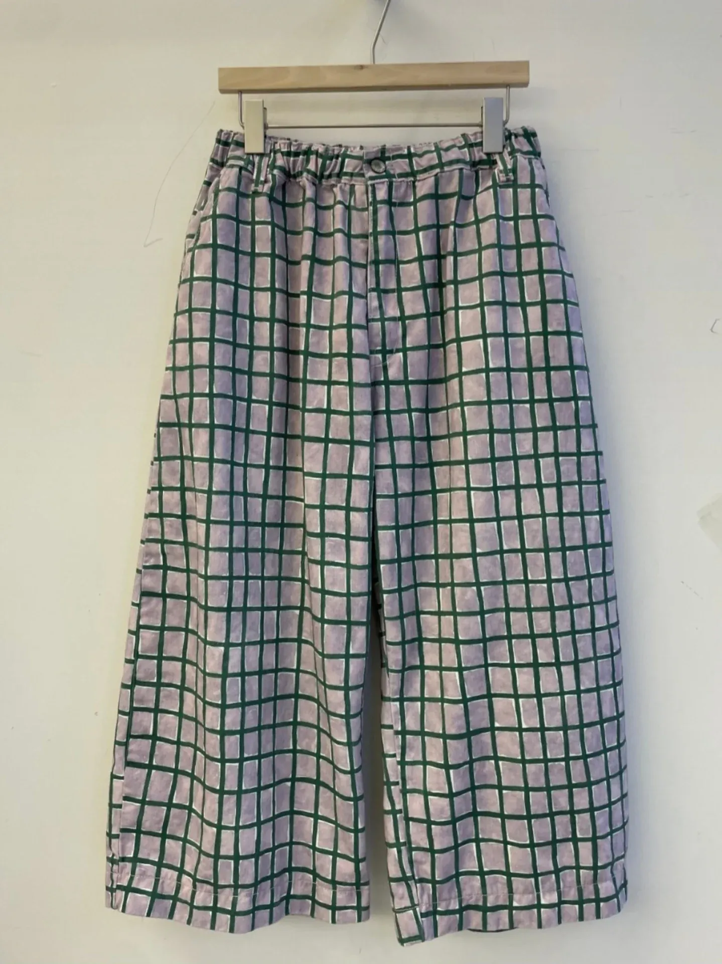 韓 小格文寬褲 3色