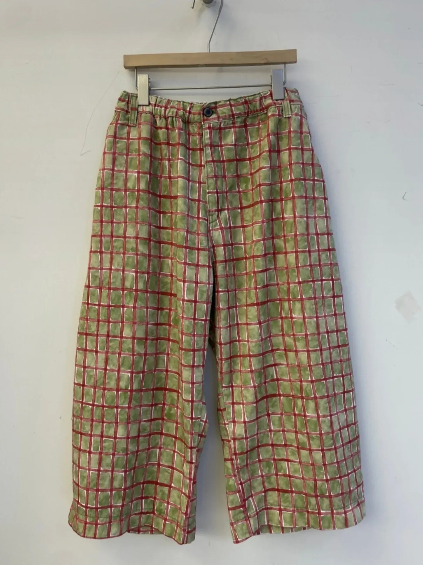 韓 小格文寬褲 3色