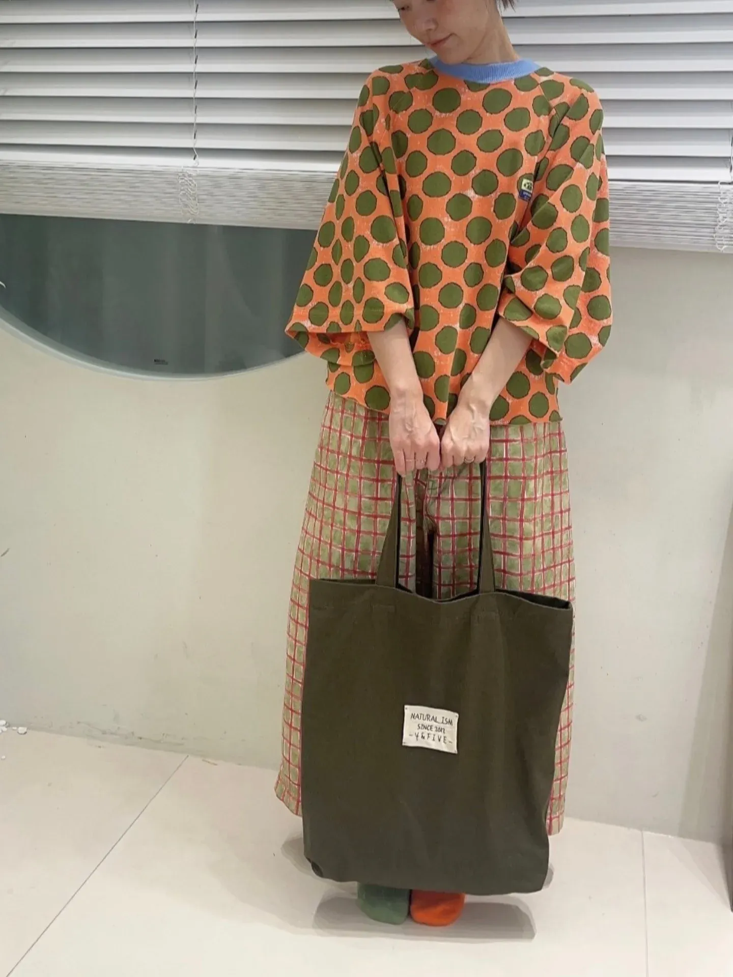 韓 小格文寬褲 3色