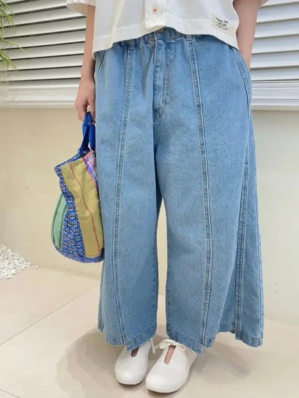 韓 褲管不規則寬褲 2色