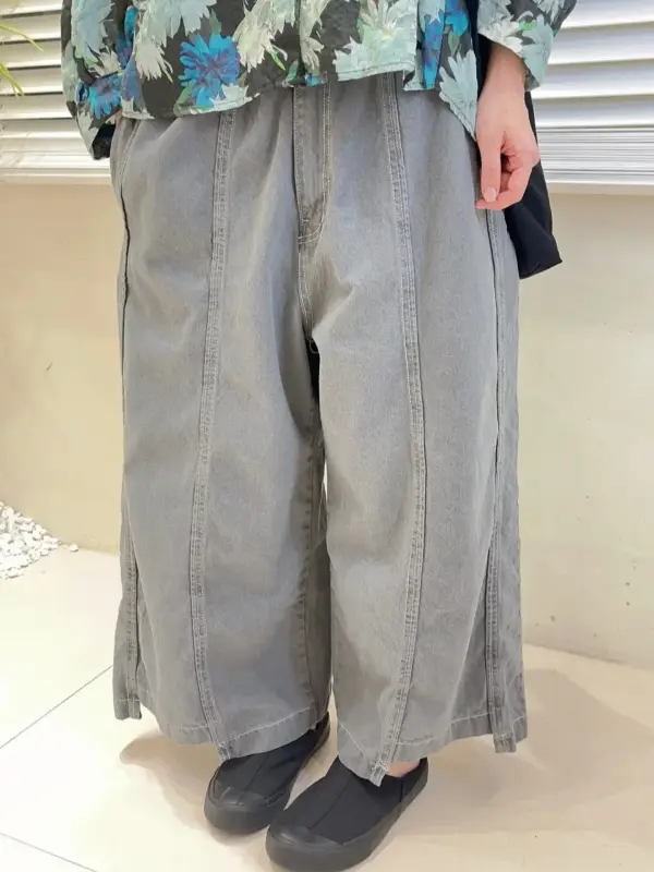 韓 褲管不規則寬褲 2色