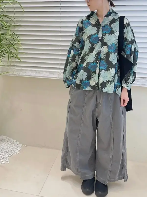 韓 褲管不規則寬褲 2色