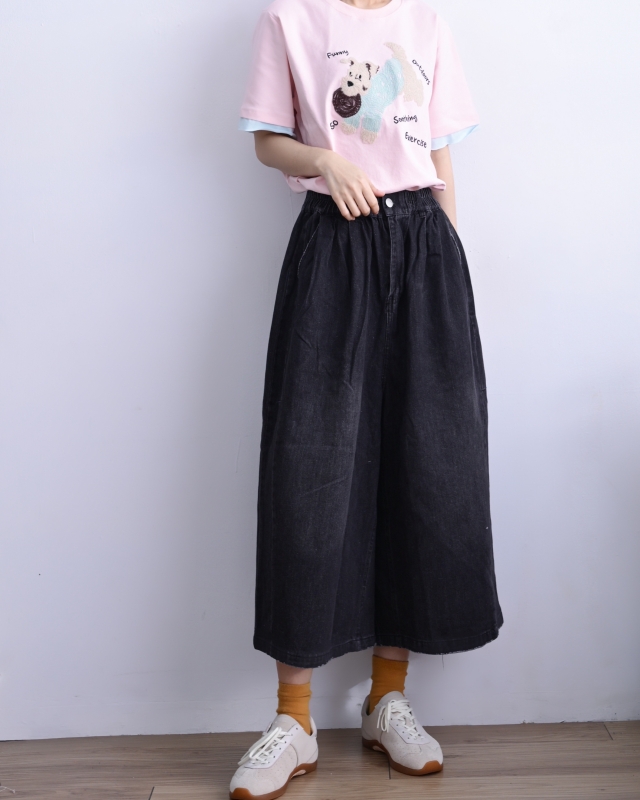 韓 刷色八分寬褲 2色 size