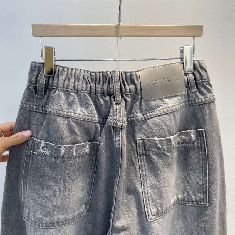 韓 微刷破黑牛仔褲 size