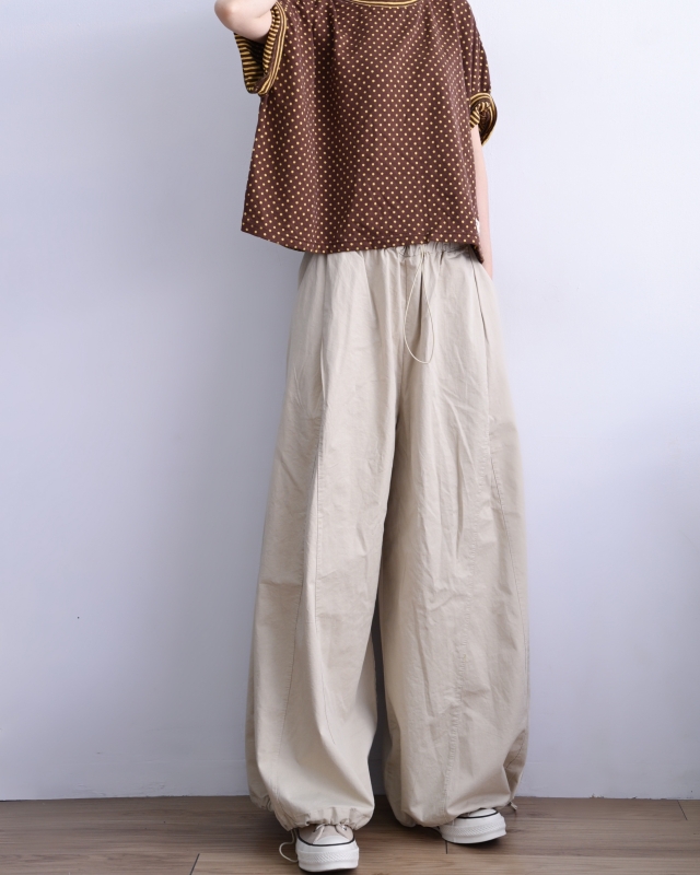 韓 下抽繩大寬褲 4色 size