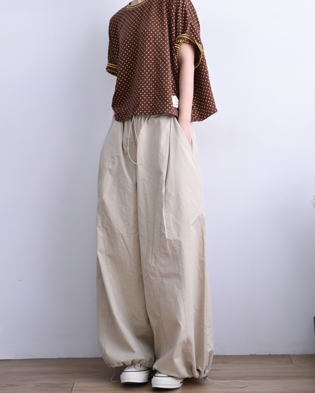 韓 下抽繩大寬褲 4色 size