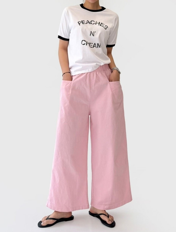 韓 雙口袋寬褲 6色 size