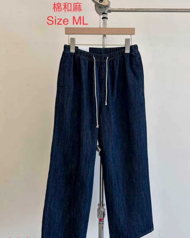 韓 深藍直筒寬褲 size