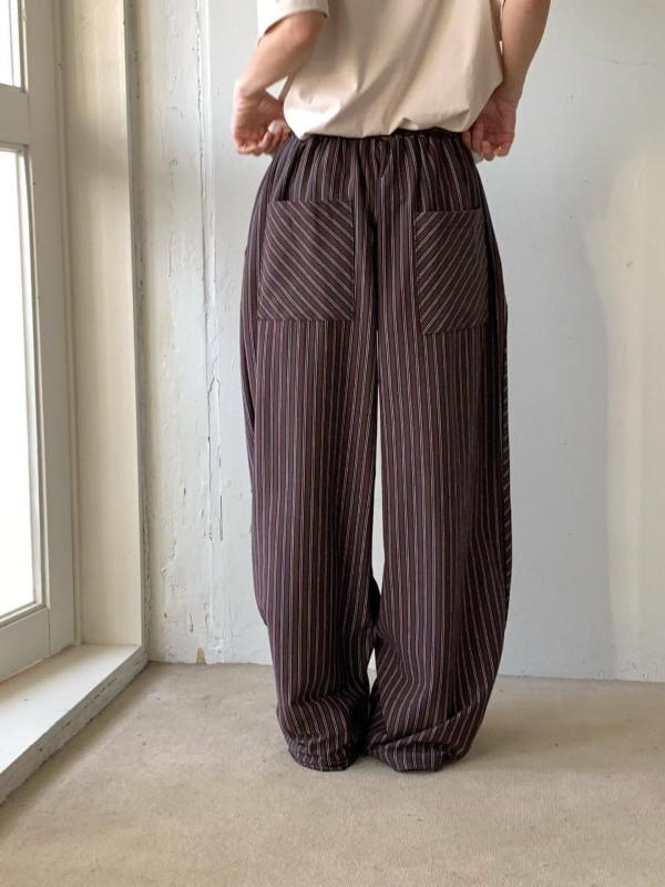 韓 直條文綁帶大寬褲 2色