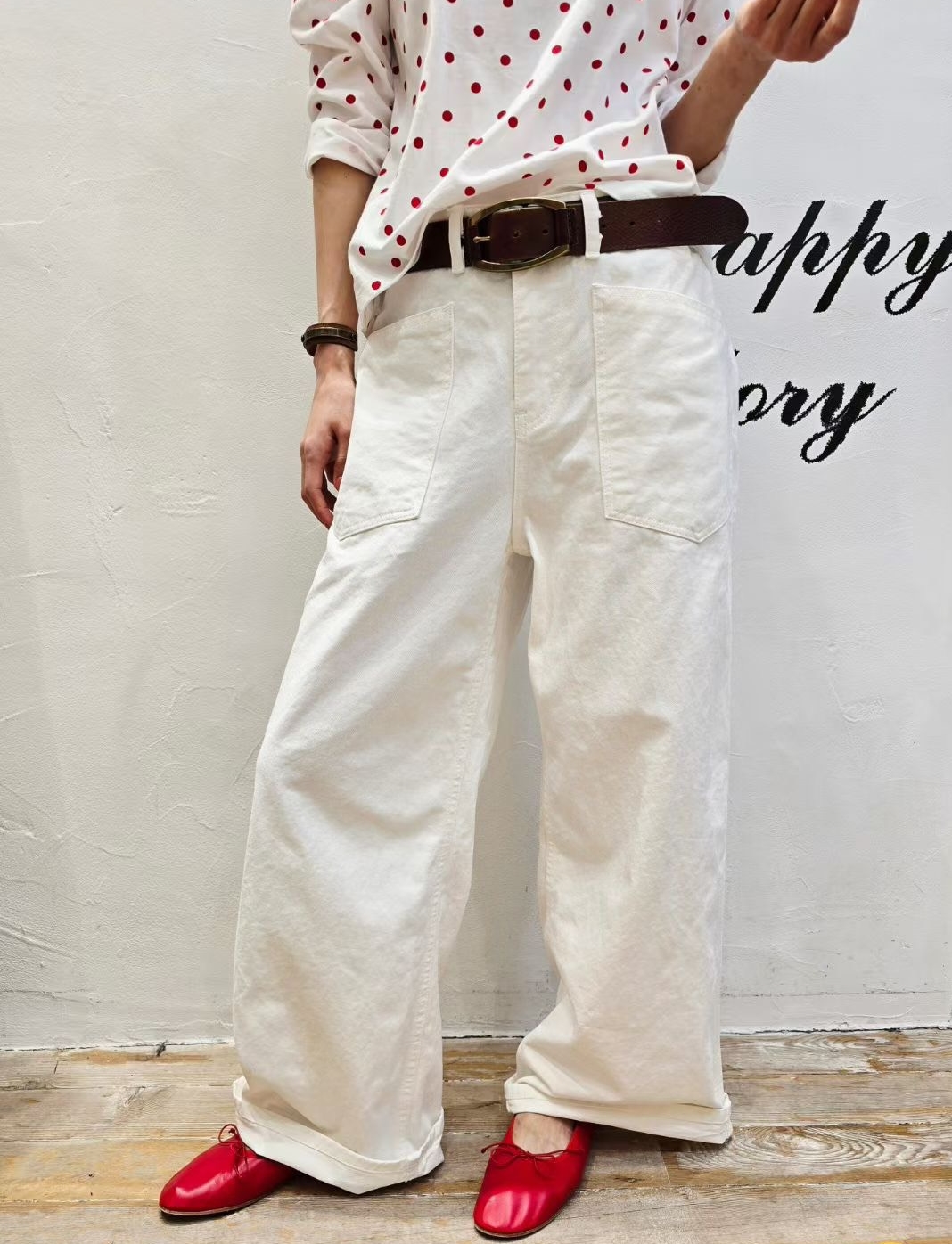 韓 大口袋落地長褲 3色