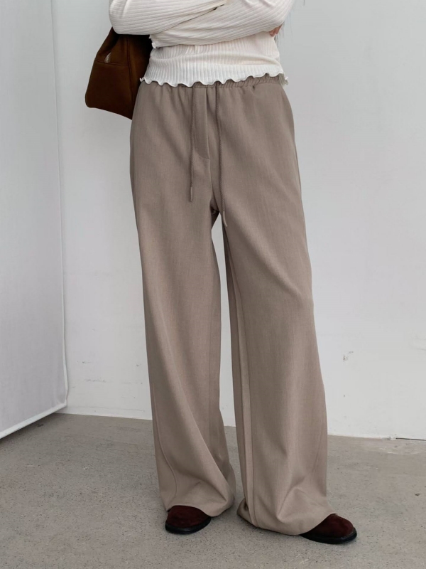韓 白褲頭綁帶寬褲 3色 size