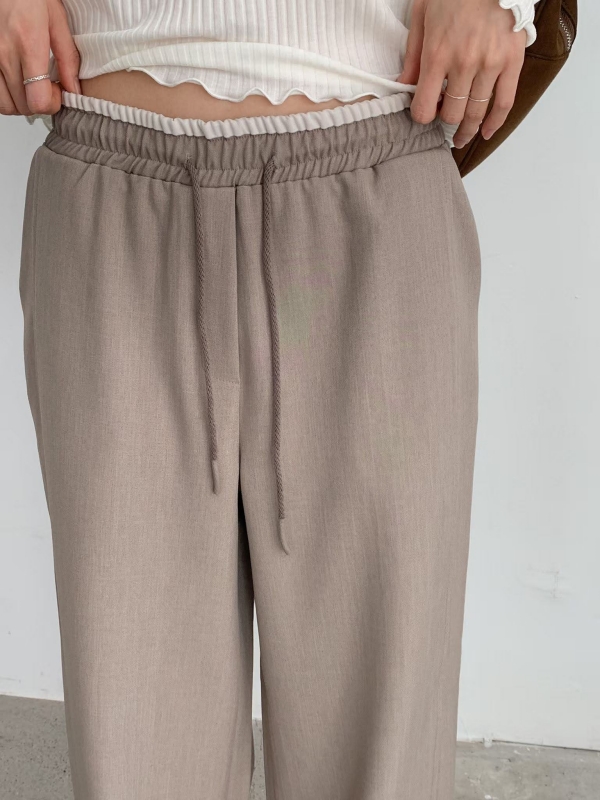 韓 白褲頭綁帶寬褲 3色 size