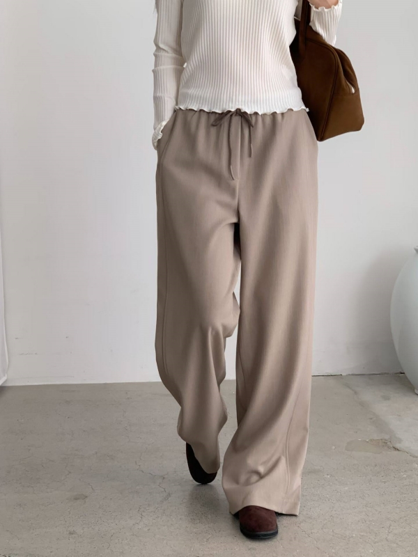 韓 白褲頭綁帶寬褲 3色 size