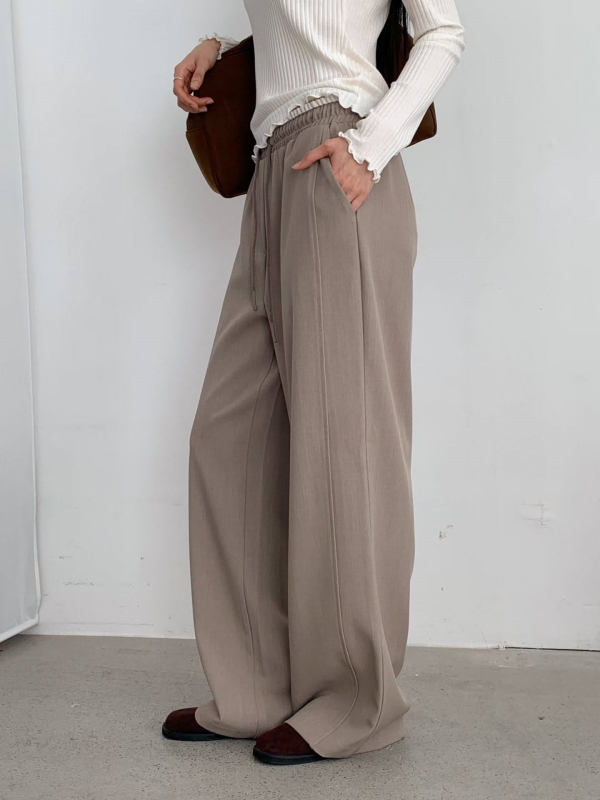 韓 白褲頭綁帶寬褲 3色 size