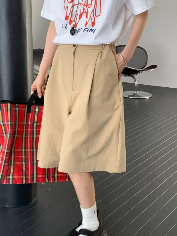 韓 前摺五分寬褲 3色 size